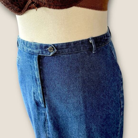 Mountain Lake Vintage 80s Denim Straight Pencil Blue Jean Maxi Skirt Size XL/16 - Picture 7 of 13